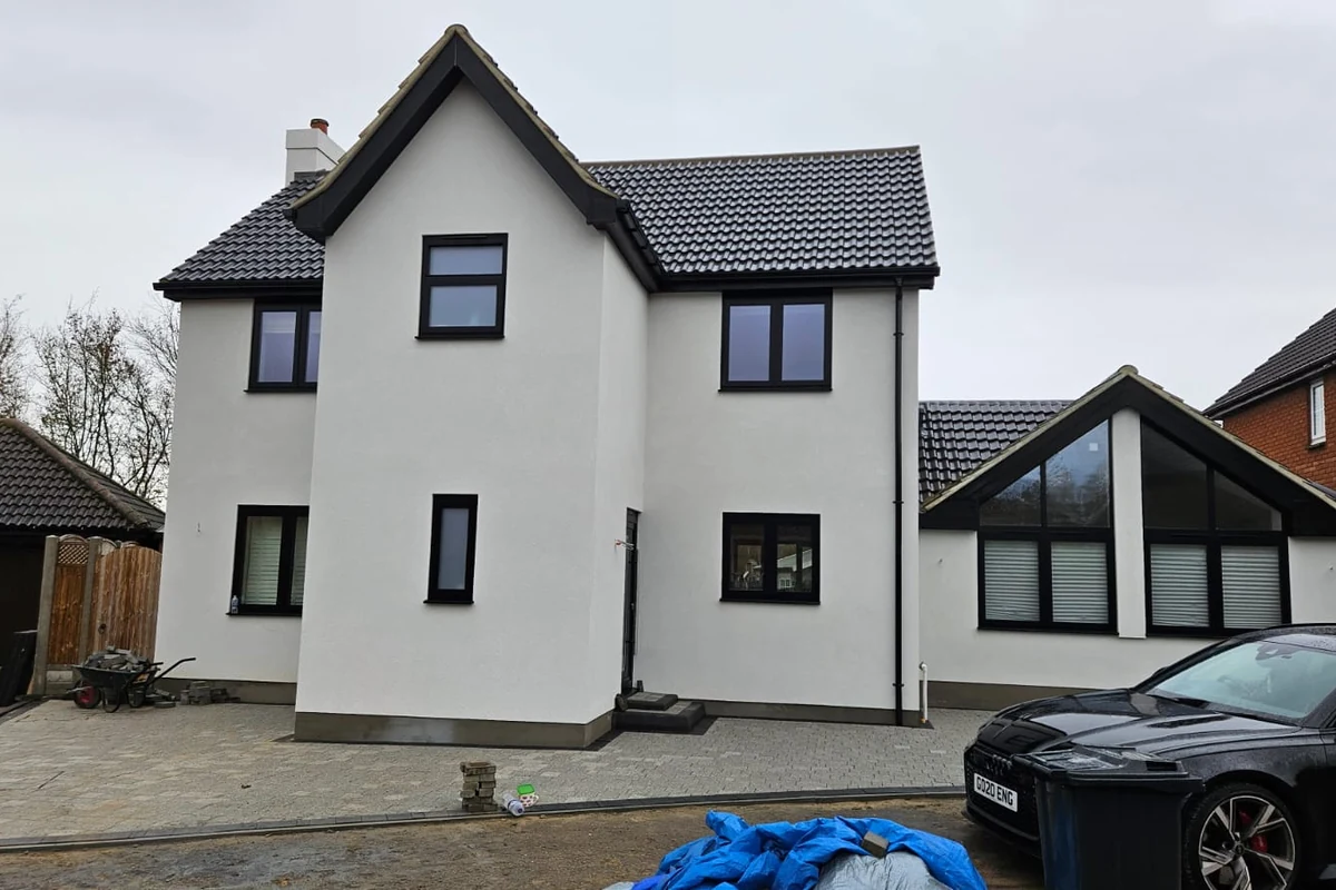 High-performance silicone render project photography in Langdon Hills, Essex