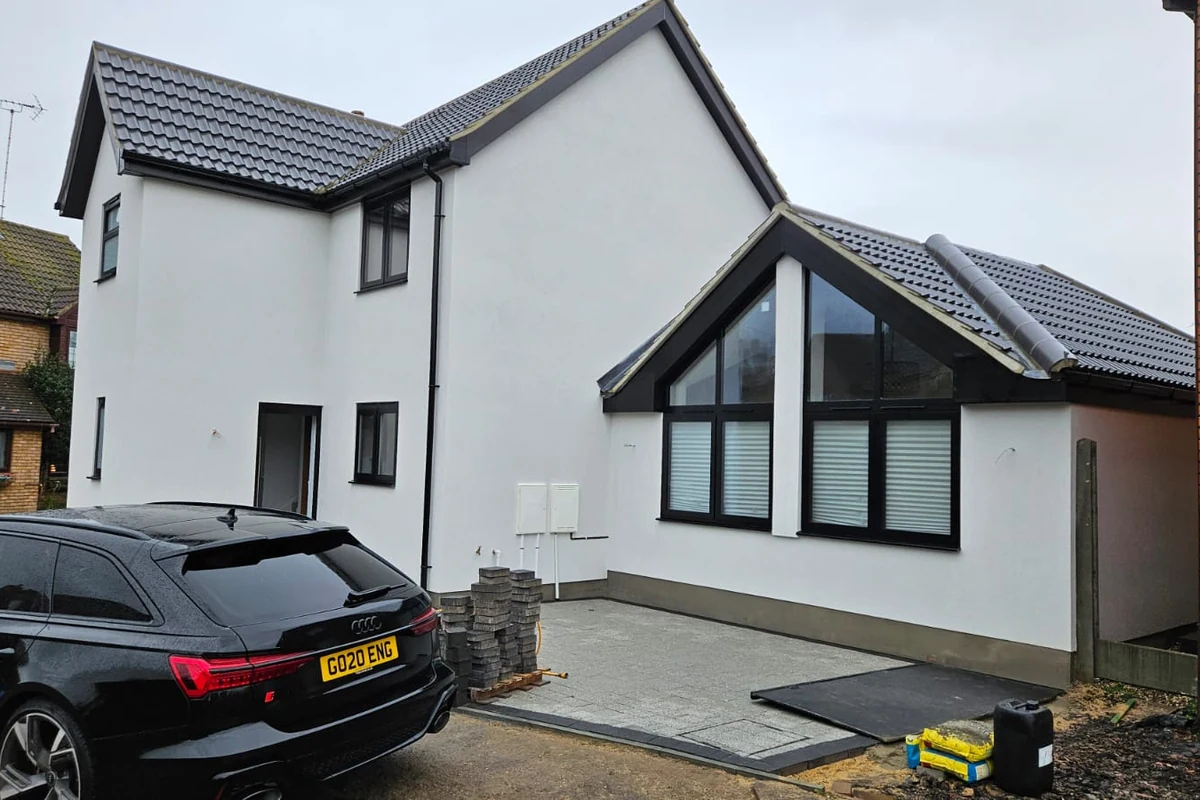 High-performance silicone render project photography in Langdon Hills, Essex